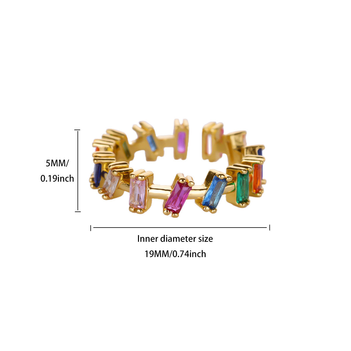 Wholesale Gold Plated Heart Shape Open Ring with Multicolor Zircon - Boutique Resale Jewelry Accessory