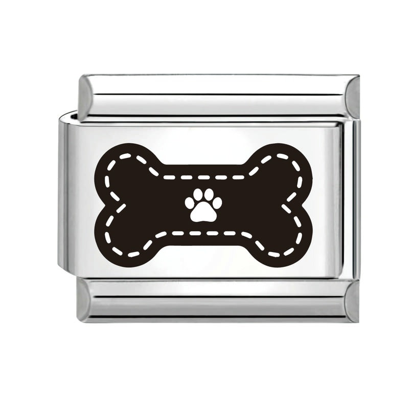 Wholesale  Italian Charm Bracelet 9mm DIY Splicing Removable Black and White Series Stainless Steel Composable Bracelet