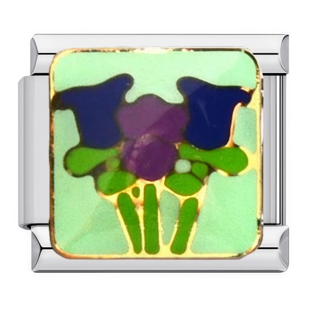 Wholesale Titanium Steel Enamel Flower Pattern Italian Charm Bracelet,  DIY Bracelet for Jewelry Making,  Fashion Accessory