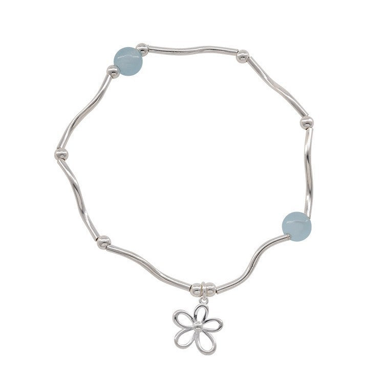 Wholesale Blue beaded flower bracelet