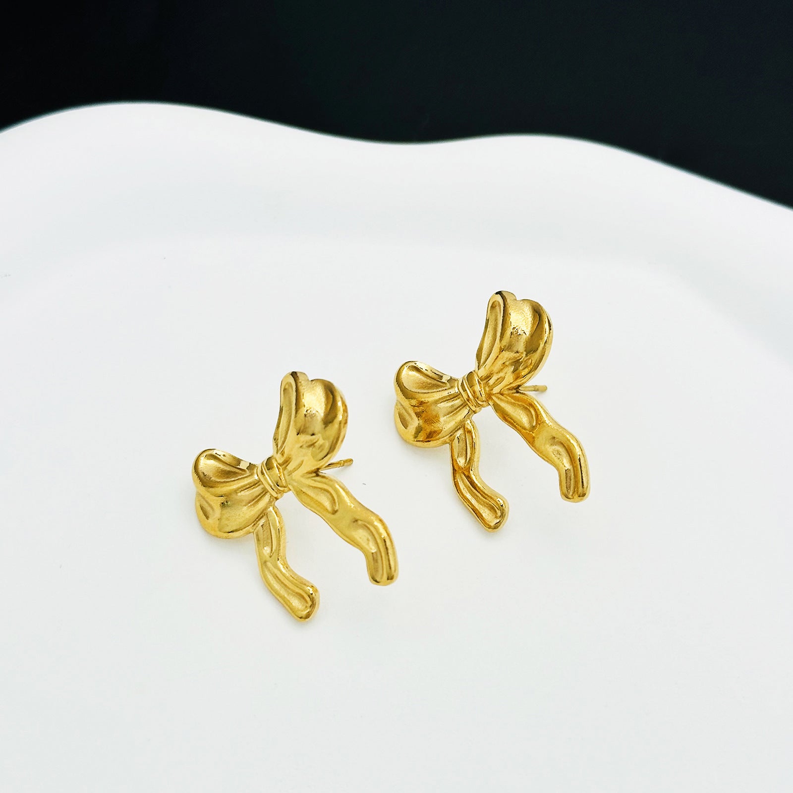 Wholesale  18K Stainless Steel Bow  Pendant Earrings