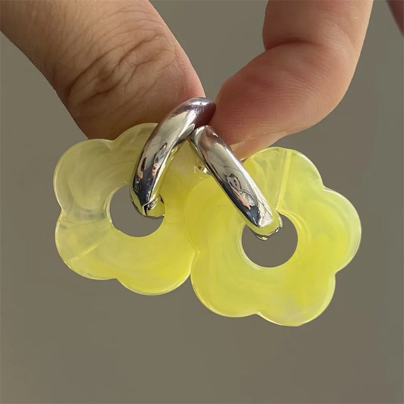 Wholesale Resin Flower Copper Earrings ACC-ES-MLR009