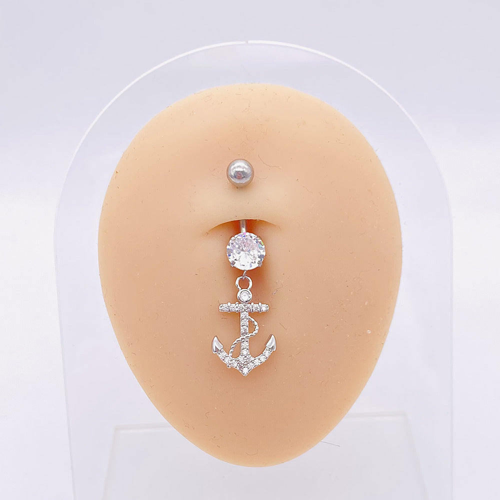 Wholesale Stainless Steel Long Tree of Life Zircon Belly Button Nails Body Jewelry ACC-BJ-ChenY001