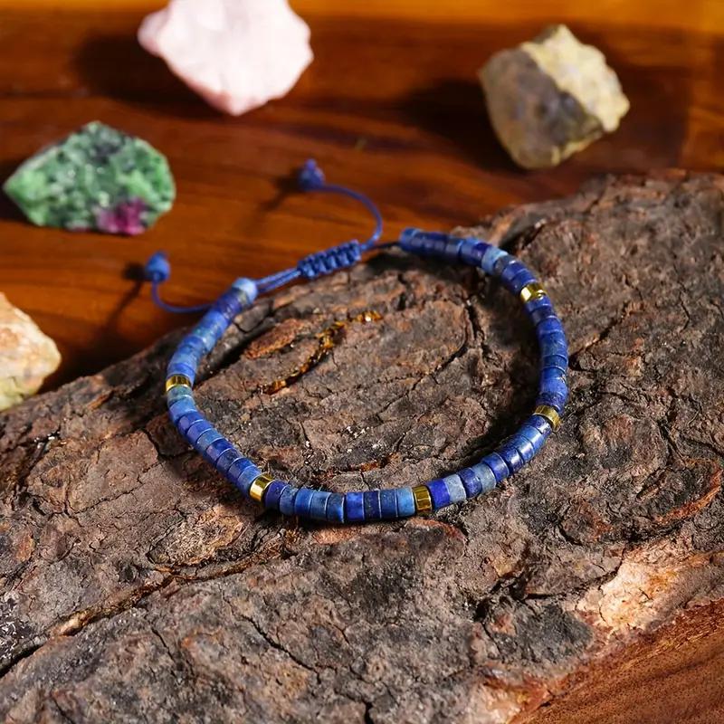 Wholesale Bohemian Style Natural Stone Lapis Lazuli Adjustable Woven Beaded Bracelet Handmade Beads Fashion Accessory For Resale