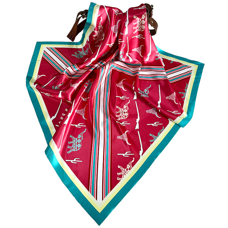 Wholesale Western Style Cactus Satin Scarf Silk Scarf ACC-SS-HY011
