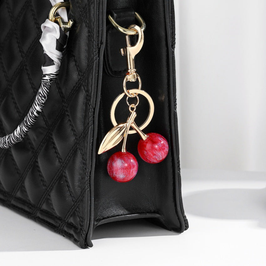 Wholesale Cute Star Glitter Cherry Pendant Resin Fruit Keychains