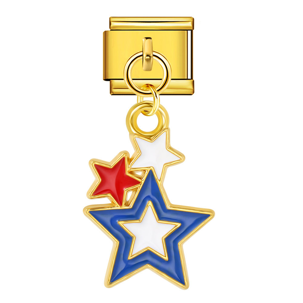 Wholesale Italian Charm Bracelet 9mm DIY Independence Day   Creative Stainless Steel Composable Bracelet