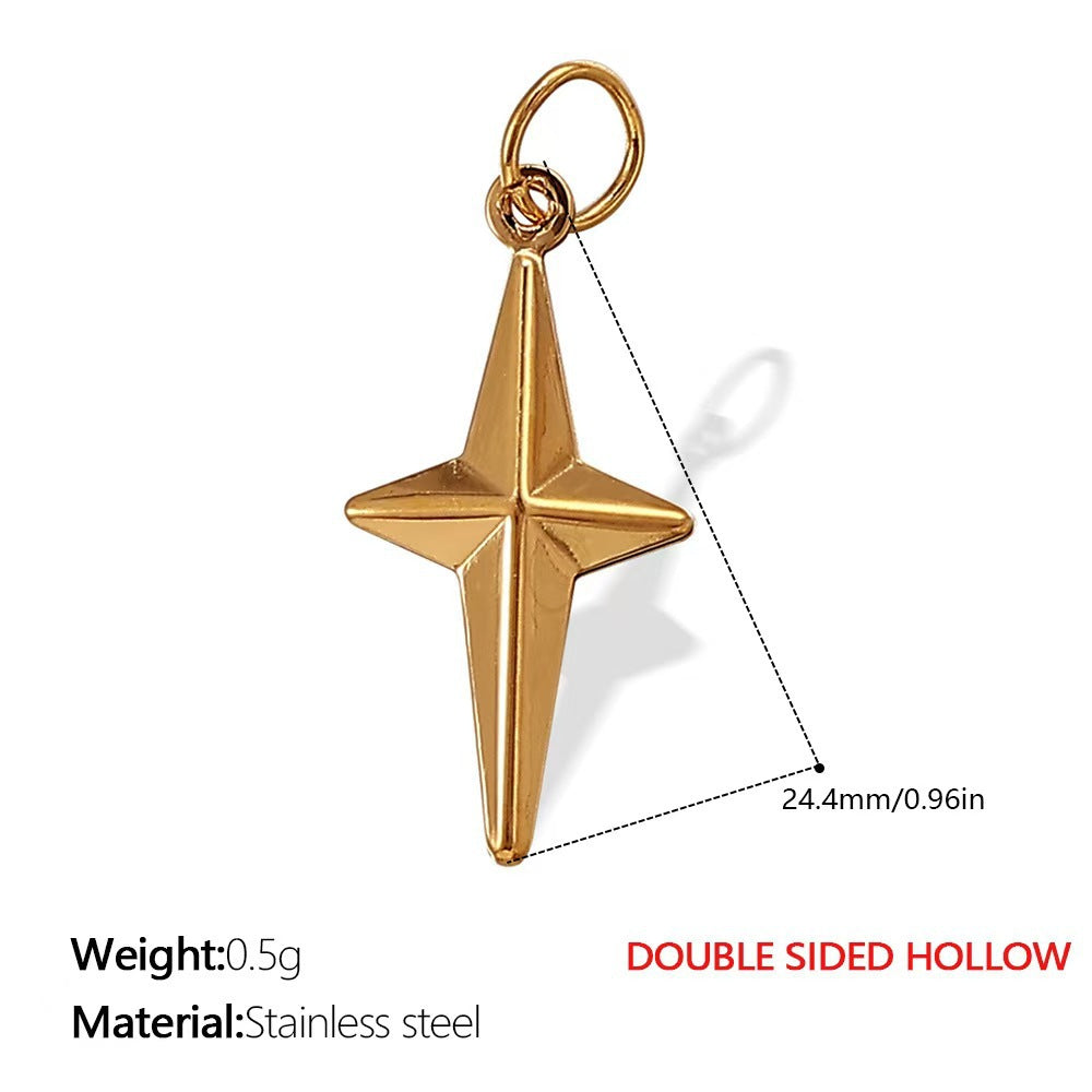 Wholesale Diamond-Encrusted Star and Moon Titanium Steel Pendant Accessories