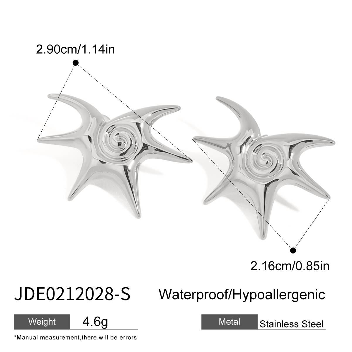 Wholesale 18K Gold Stainless Steel Irregular Starfish Vortex Spiral Earrings Necklaces