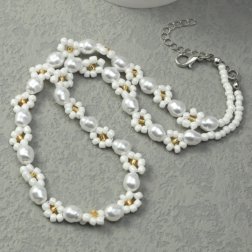 Wholesale Bohemian  Woven Daisy Flower Necklace