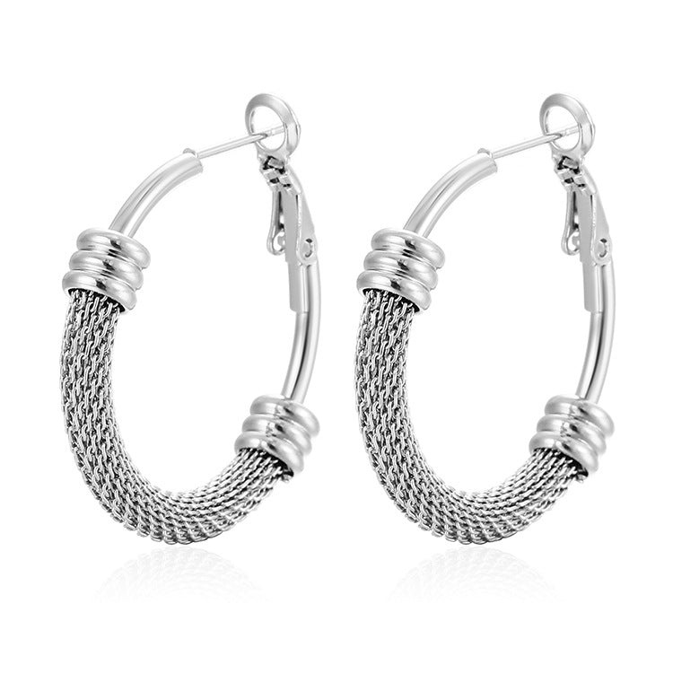 Wholesale Stainless Steel Gold-Tone Mesh Chain Twist Earrings for Everyday Wear