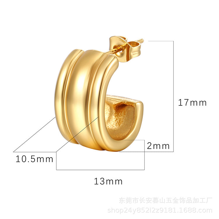 Wholesale  18K Gold Stainless Steel Earrings  Geometric  Irregular Earrings