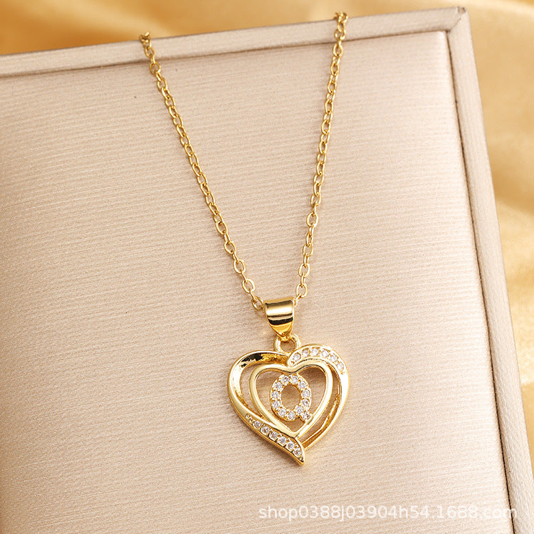 Wholesale Titanium Steel Plated 18K Gold English Letter Pendant Necklace