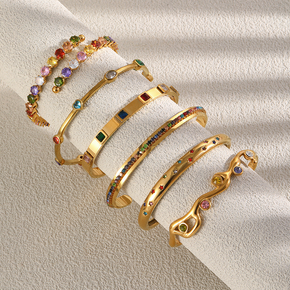 Wholesale Trendy Ins Style Branch-Shaped Five-Pointed Star Bracelet Stainless Steel Gold Plated Fashion Accessory