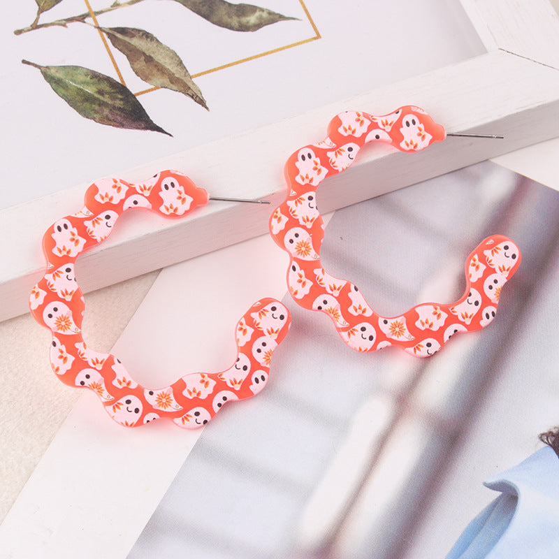 Wholesale   Color Bat Ghost C Ring Acrylic Earrings