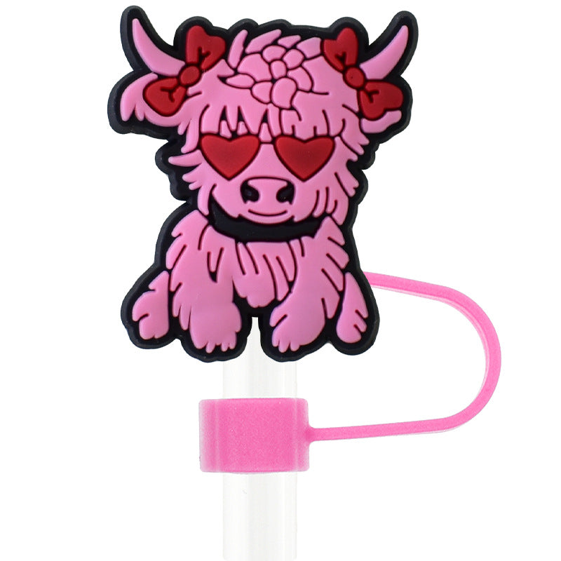 Wholesale Random 100pcs Pink Yak 10mm PVC Soft Straw Tube Cap ACC-SCR-RYY105