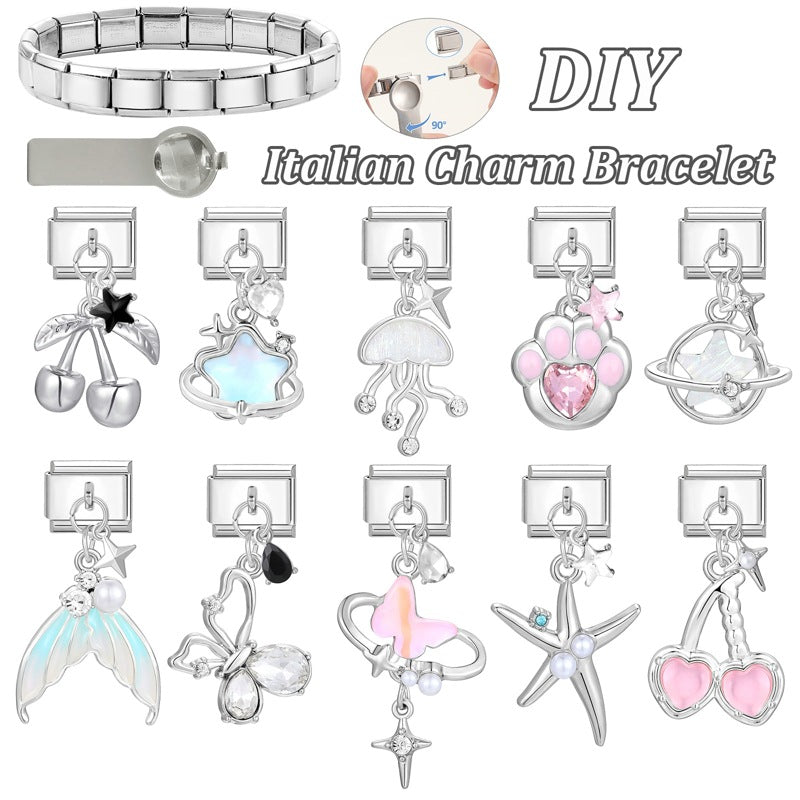 Wholesale Italian Charm Bracelet 9mm DIY Splicing Cute Creative Pendant Stainless Steel Composable Bracelet