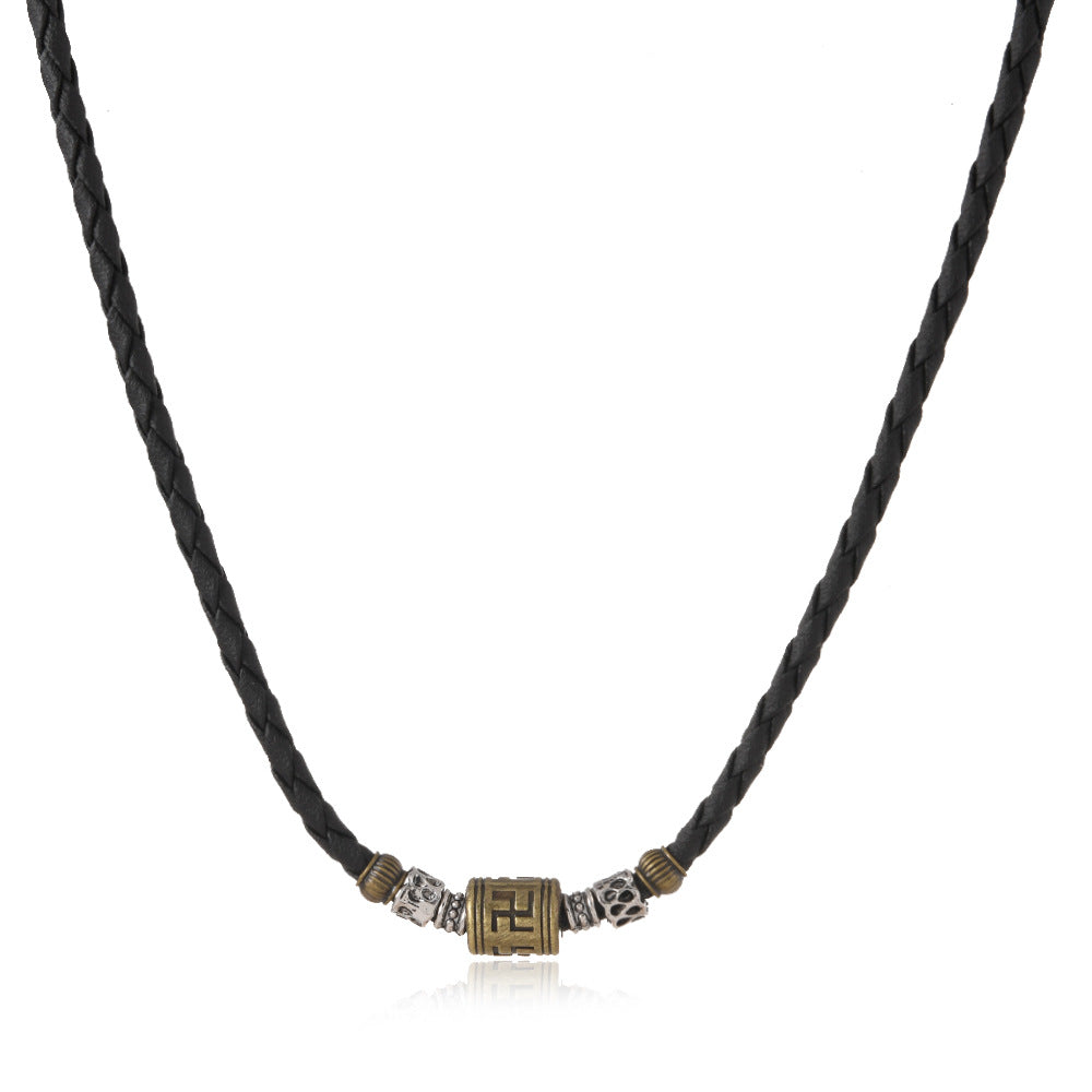 Wholesale  Metal Pendant Braided Wax Rope Adjustable Necklace