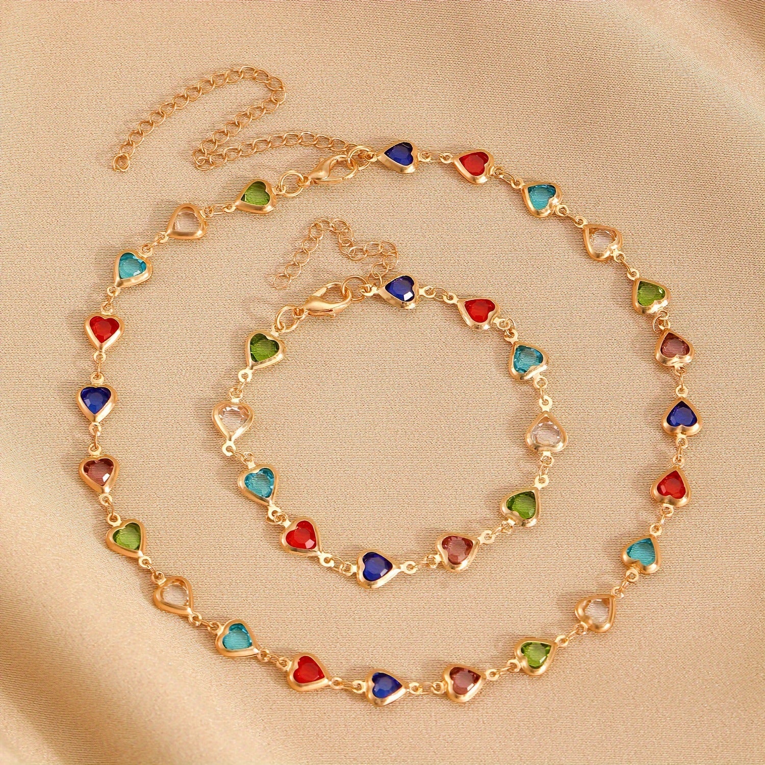 Wholesale  Color Love Bracelet Necklace Personalized Alloy Heart-shaped Dopamine Bracelet