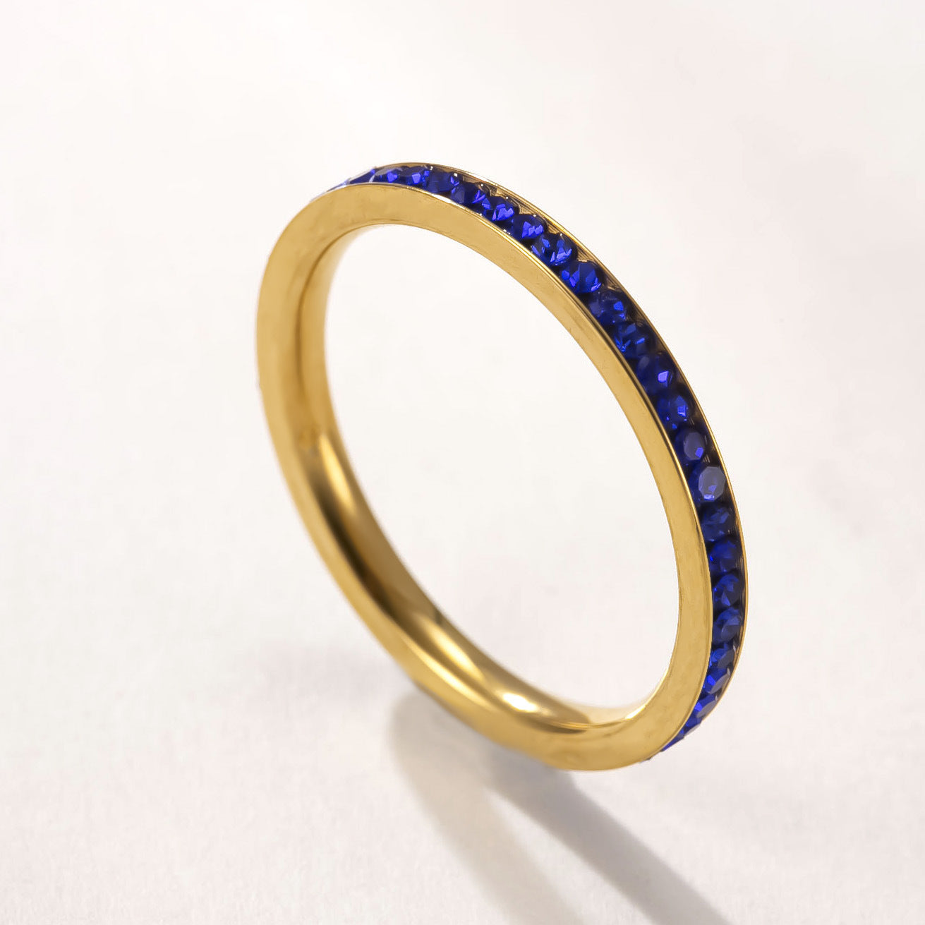 Wholesale Stainless Steel 2Mm Colored Diamond Couple Ring Chic Geometric Unisex Jewelry Accessory Gift