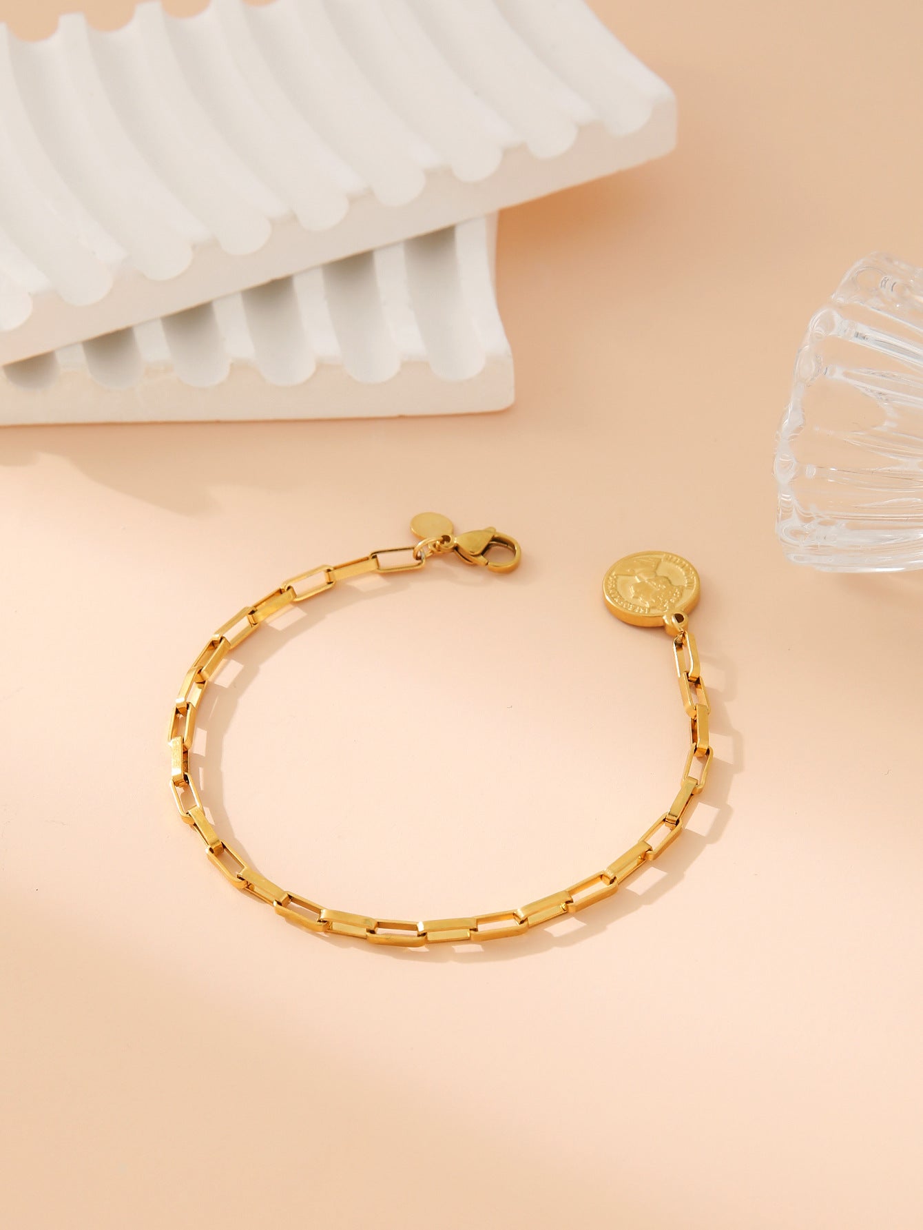 Wholesale stainless steel cross love round pendant bracelet