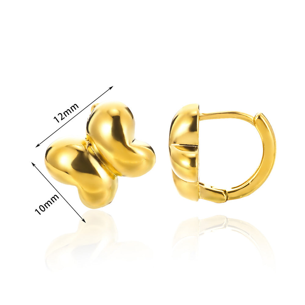 Wholesale non-fading 18K gold titanium steel heart-shaped earrings