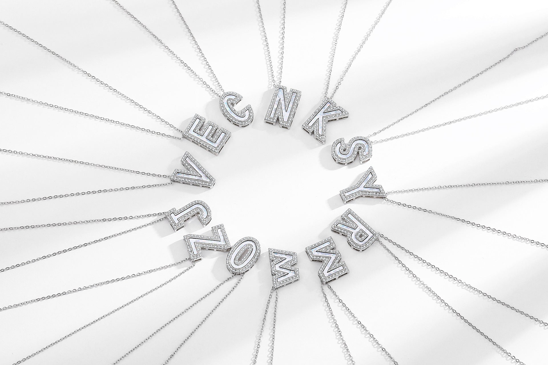 Wholesale Letter Colored Crystal Clavicle Necklaces ACC-NE-MeiLi001