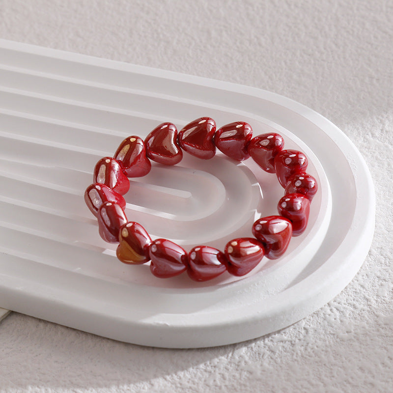 Wholesale Colorful Heart-shaped Paint  Handmade String Bracelet