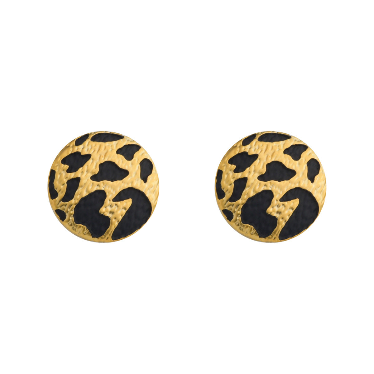 Wholesale  Irregular Leopard Print Geometric Round Earrings