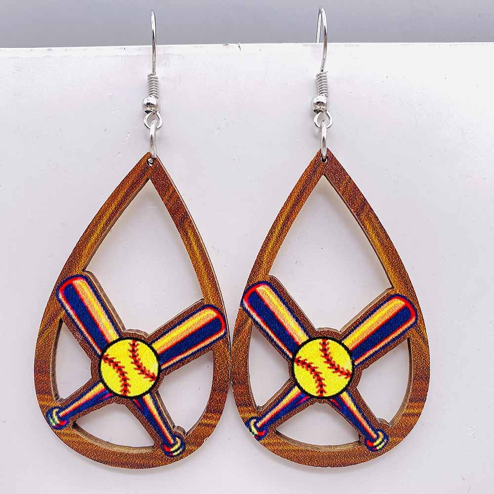 Wholesale Baseball Basketball Football Volleyball Vintage Wooden Earrings