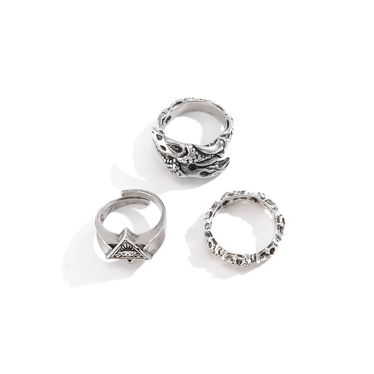 Wholesale European American Retro Six-Pointed Star Men' s Ring and Bracelet Set Alloy Electroplated Boutique Resale