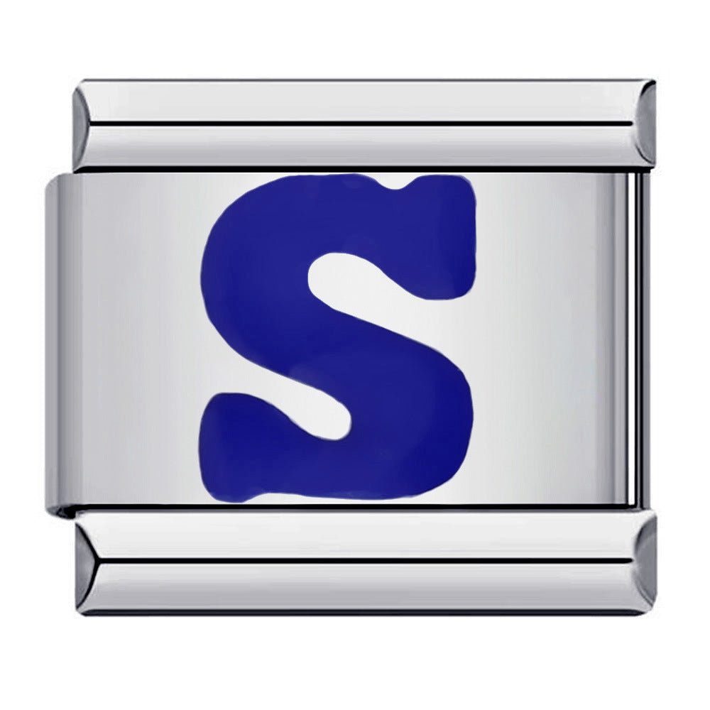 Wholesale Italian Charm Bracelet 9mm DIY Splicing Removable Blue English Letters Stainless Steel Composable Bracelet