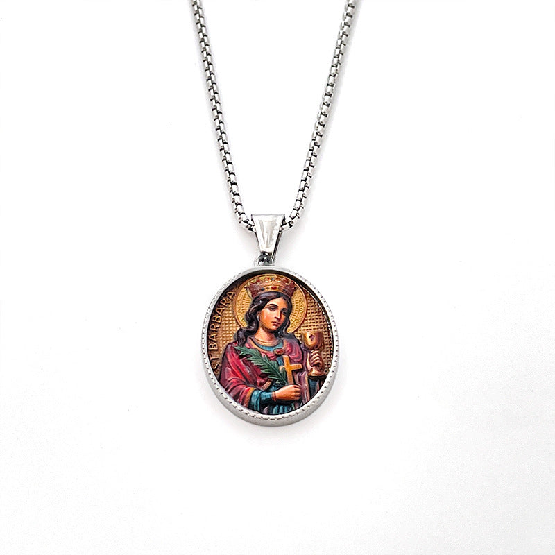 Wholesale Western Style Retro Enamel Oval Pendant Necklace