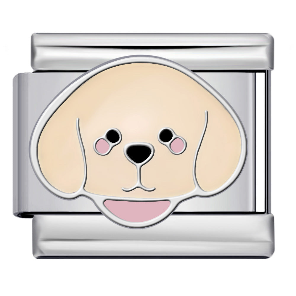 Wholesale Italian Charm Bracelet 9mm DIY Splicing Cute Cartoon Dog Stainless Steel Composable Bracelet