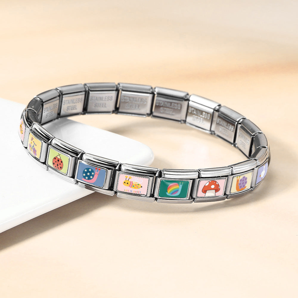 Wholesale Stainless Steel Modular Bracelet DIY Watch Strap Chain Cute Patterned Fashion Accessory for Everyday Wear