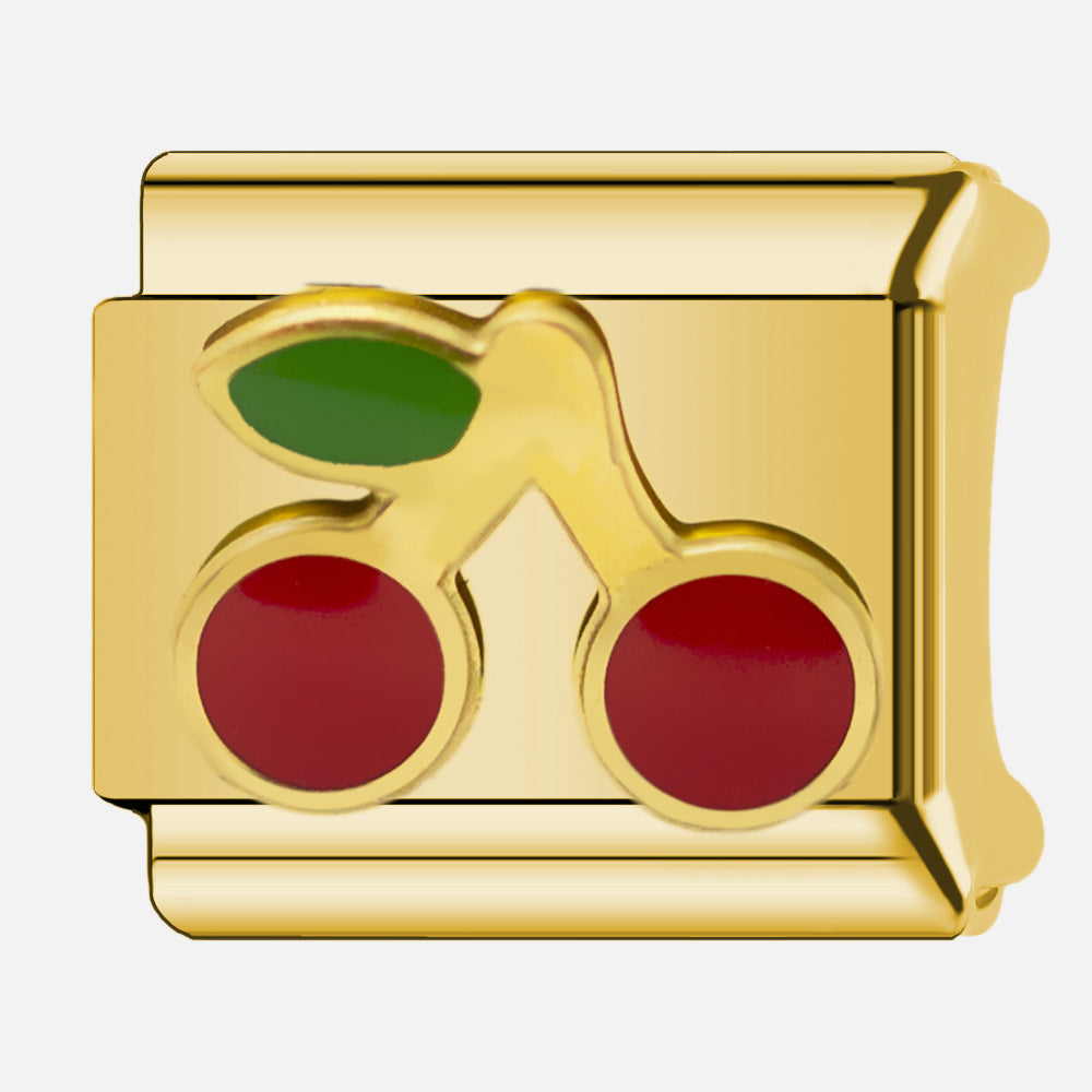 Wholesale Italian Charm Bracelet 9mm DIY  Fruit Cherry Creative Stainless Steel Composable Bracelet