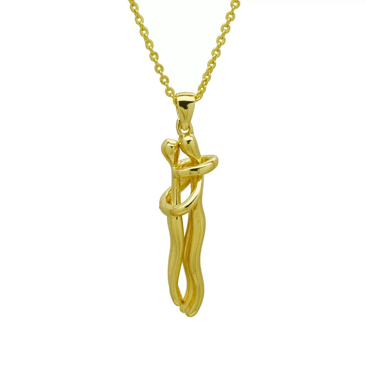 Wholesale Creative Couple Hugging Pendant Necklace Gold Plated Copper Fashion Accessory