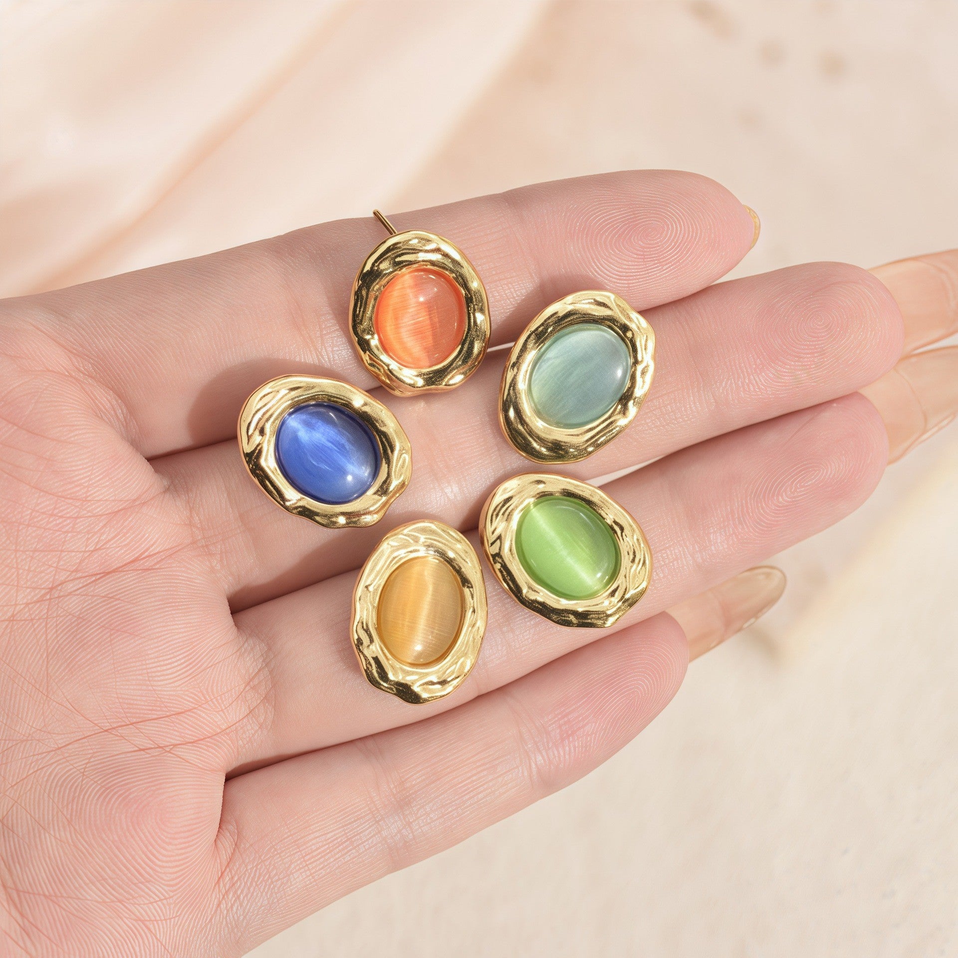 Wholesale Vintage Style Tiger' s Eye  Maillard Geometric Earrings