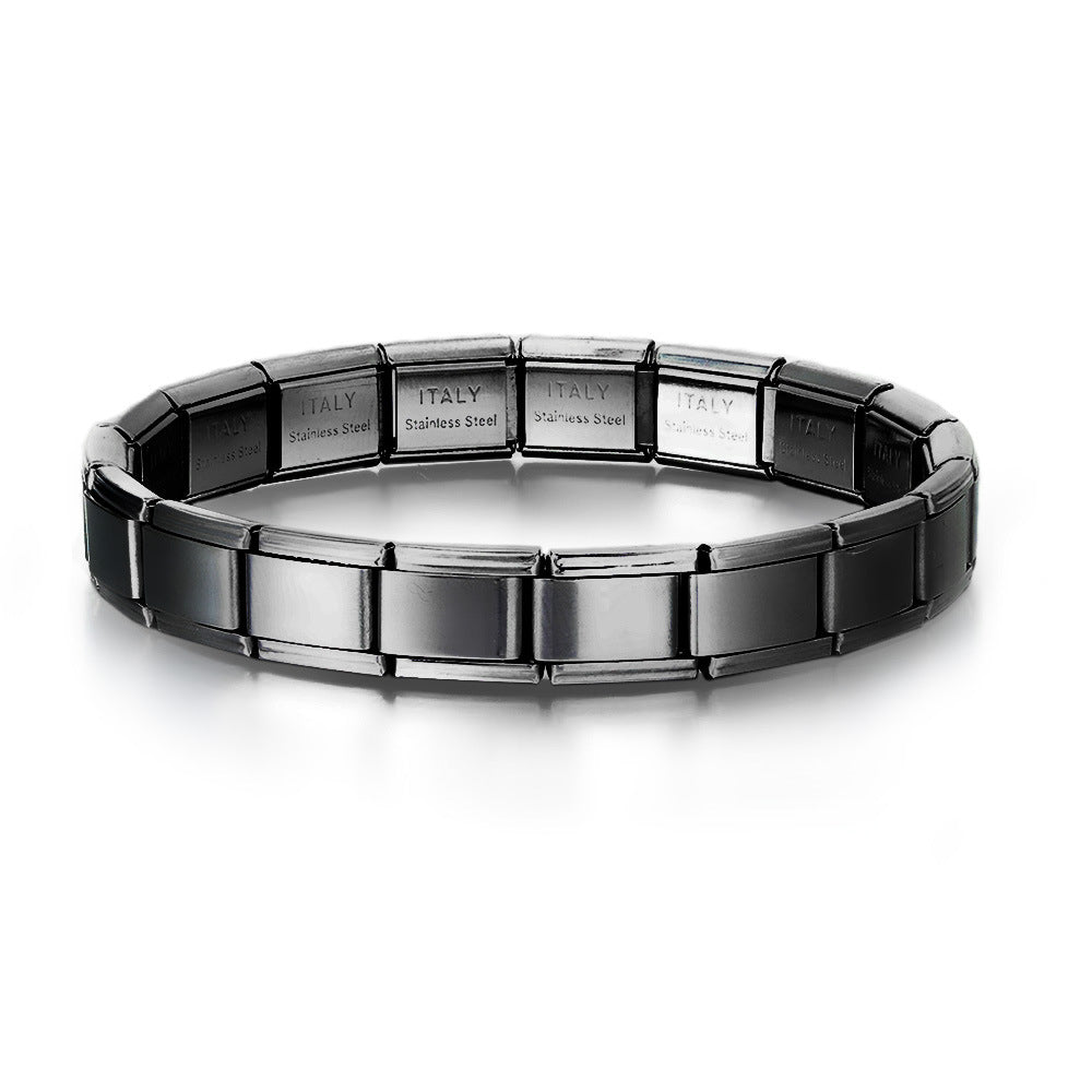 Wholesale Italian Style Stainless Steel Modular Square Block Elastic Bracelet Geometric Jewelry Accessory Gift