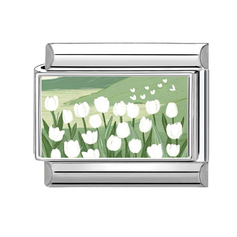 Wholesale Cute Cartoon Floral Charm Bracelet Stainless Steel DIY Jewelry Boutique Accessory