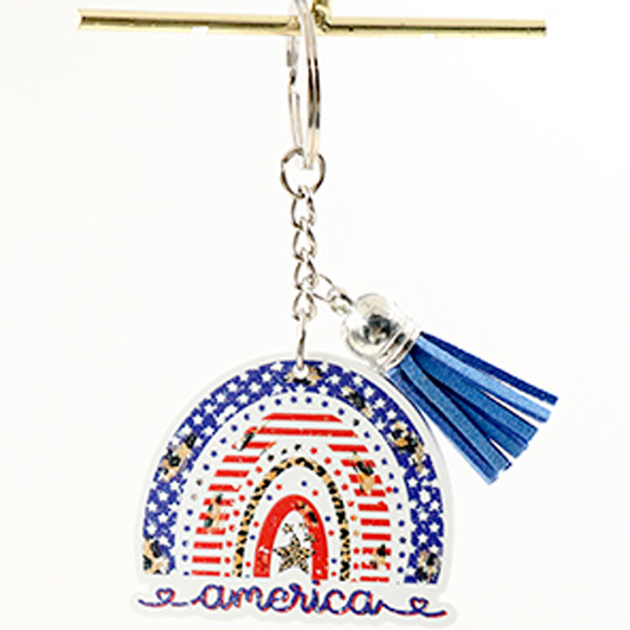 Wholesale American Independence Day Rainbow Acrylic Keychain Creative Keychain ACC-KC-XiaoYan008