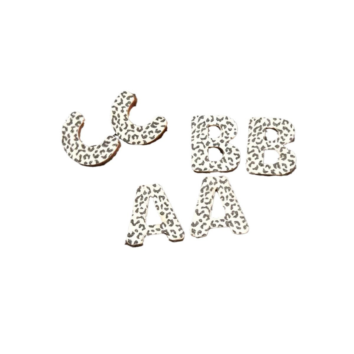 Wholesale wood school season ABC  white leopard print back to school season earrings