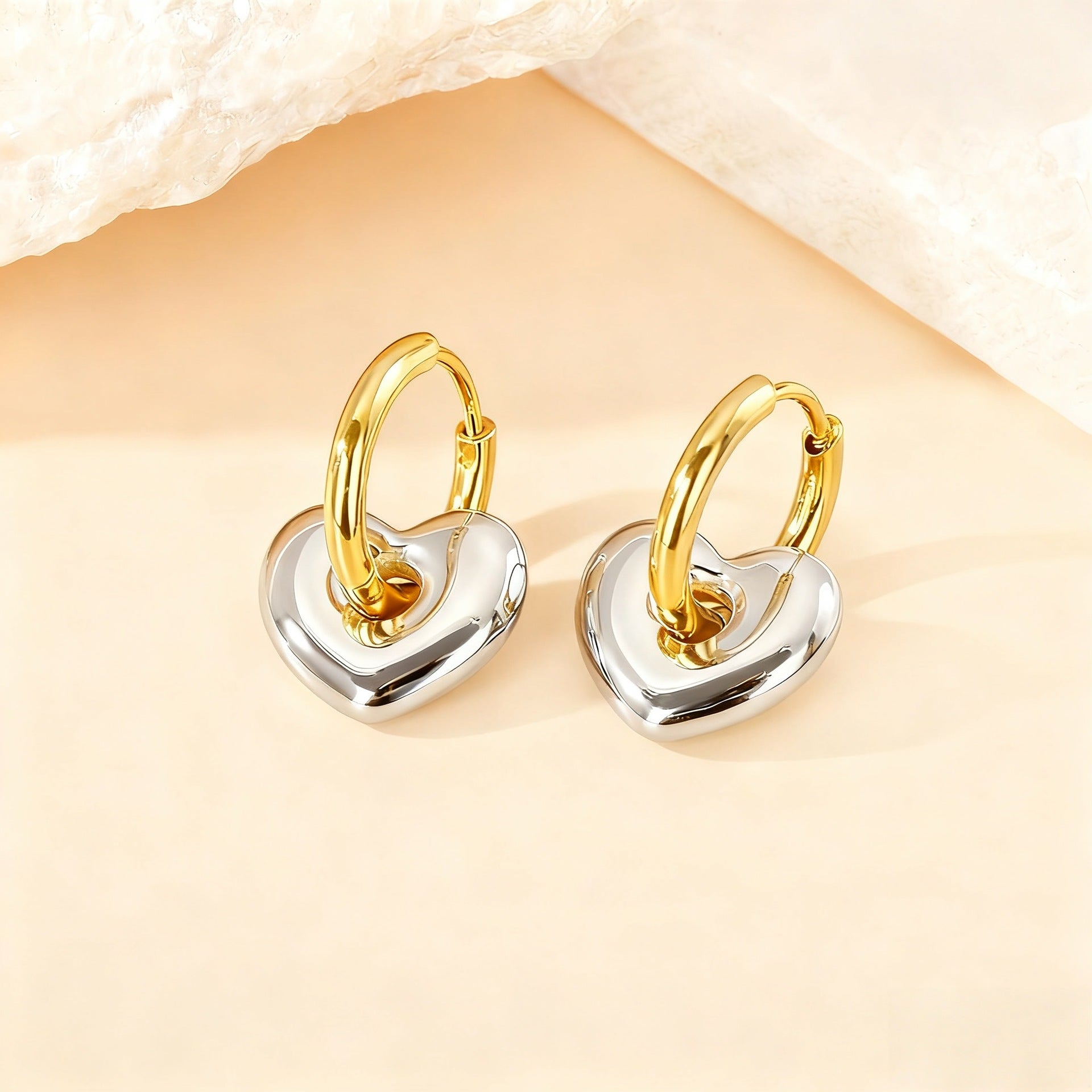 Wholesale Love Elegant Earrings Ear Buckle Titanium Steel Star Moon Geometric Earrings Light Luxury Earrings