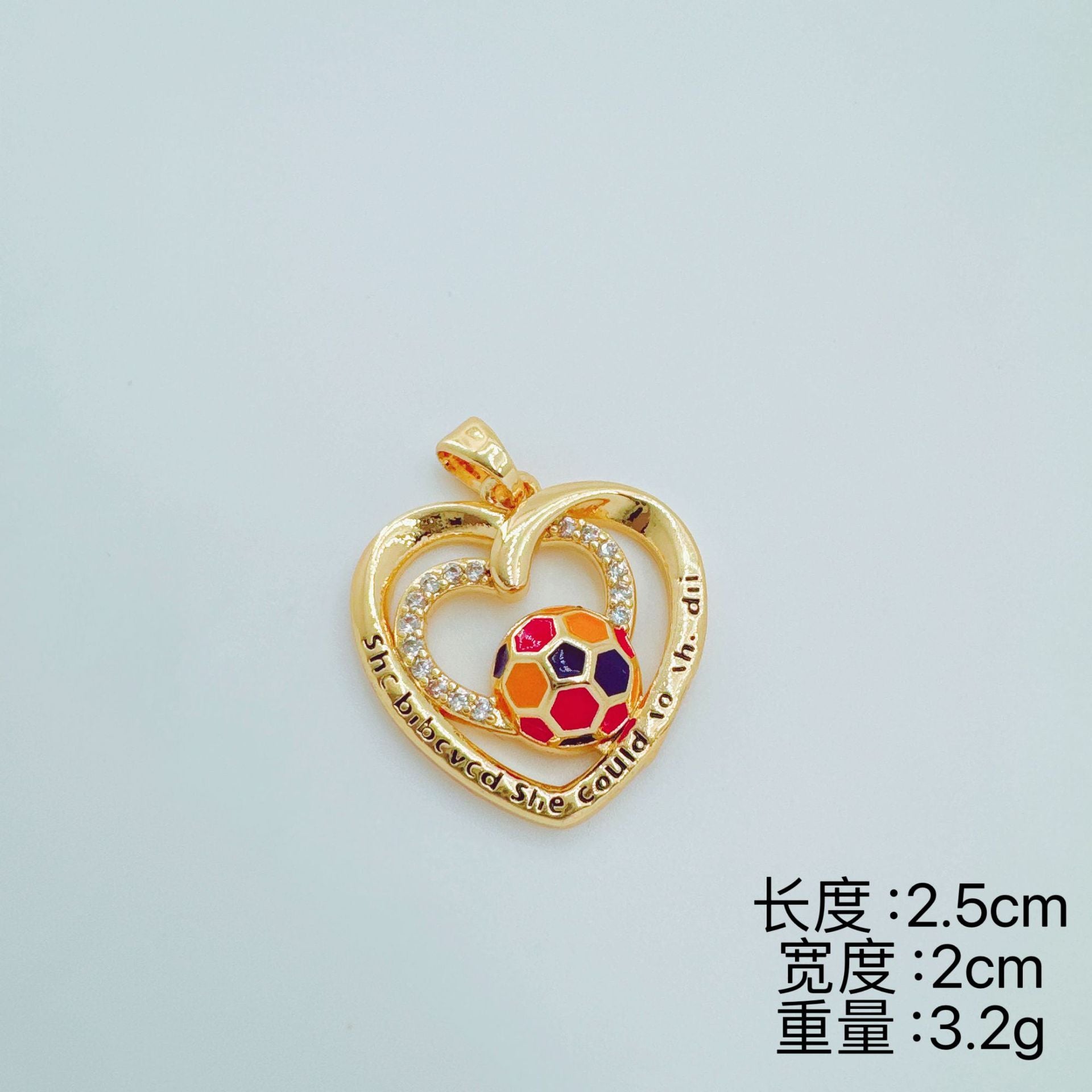 Wholesale World Cup Soccer Heart shaped Hollow Pendant