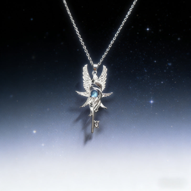 Wholesale Alloy Angel Wings Pendant Necklace Vintage Geometric Design Fashion Jewelry Accessory