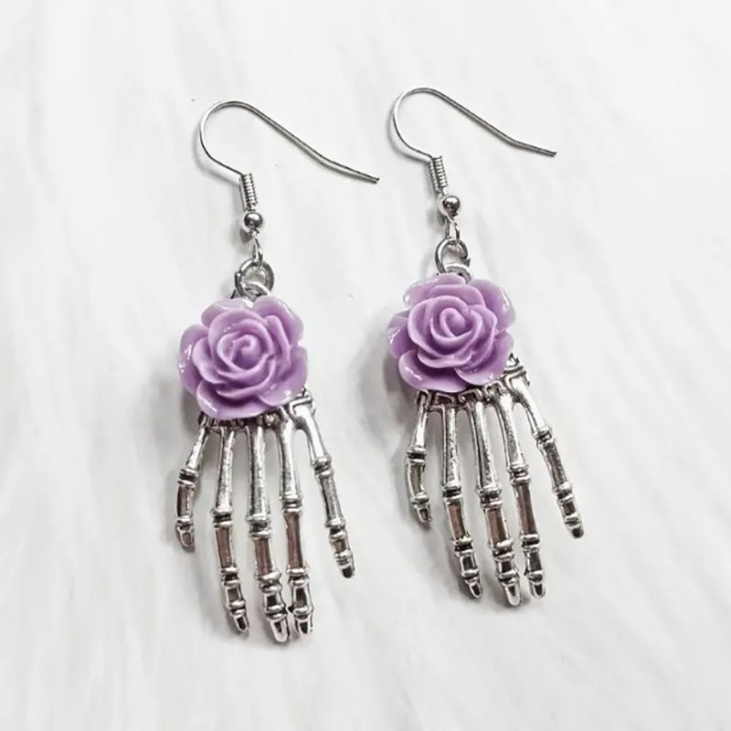 Wholesale Gothic rose skull hand retro exaggerated earrings