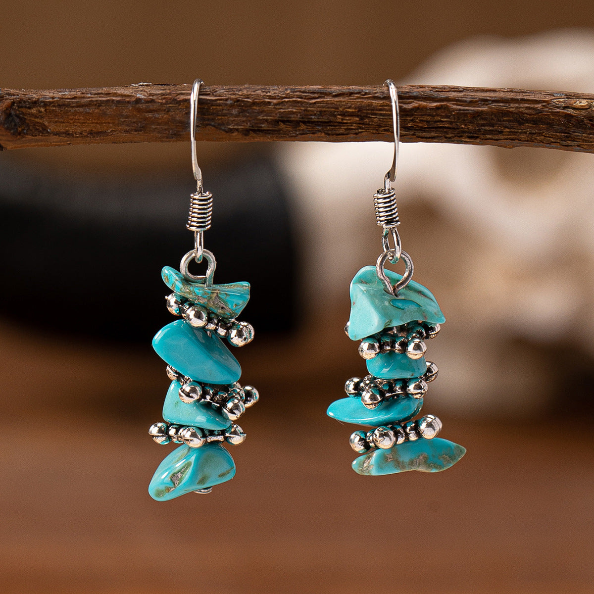 Wholesale Vintage Bull Head Conch Pendant Earrings