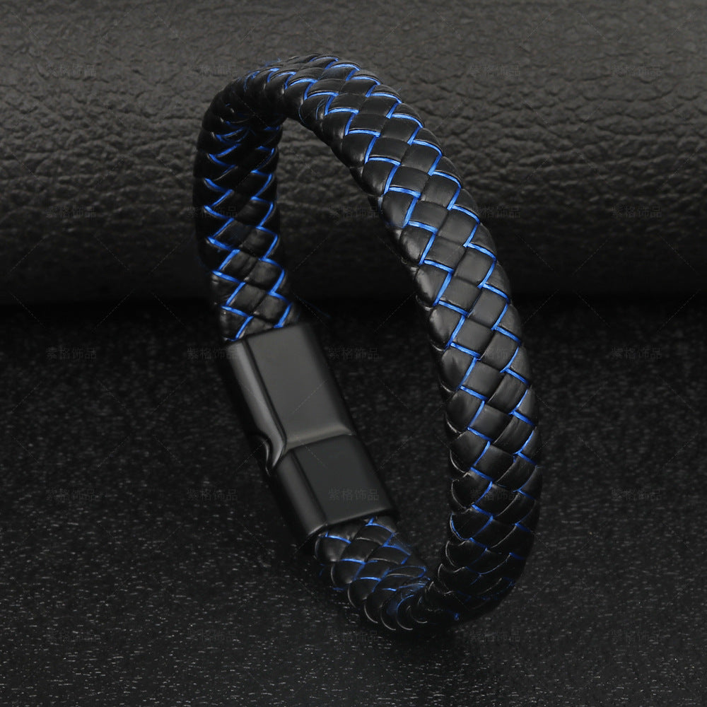 Wholesale Retro Men S Handwoven Leather Wave Bracelet Multi Layer Jewelry Accessory For Everyday Wear And Gift