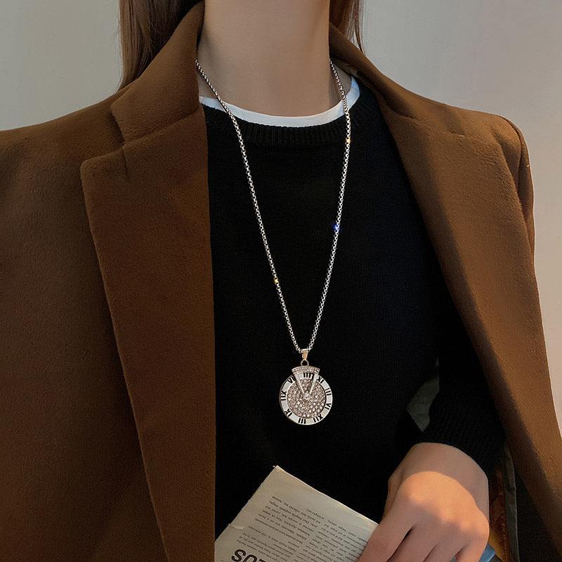 Wholesale Roman Numeral Fortune Men's Titanium Steel Sweater Chain ACC-NE-Leisuo002