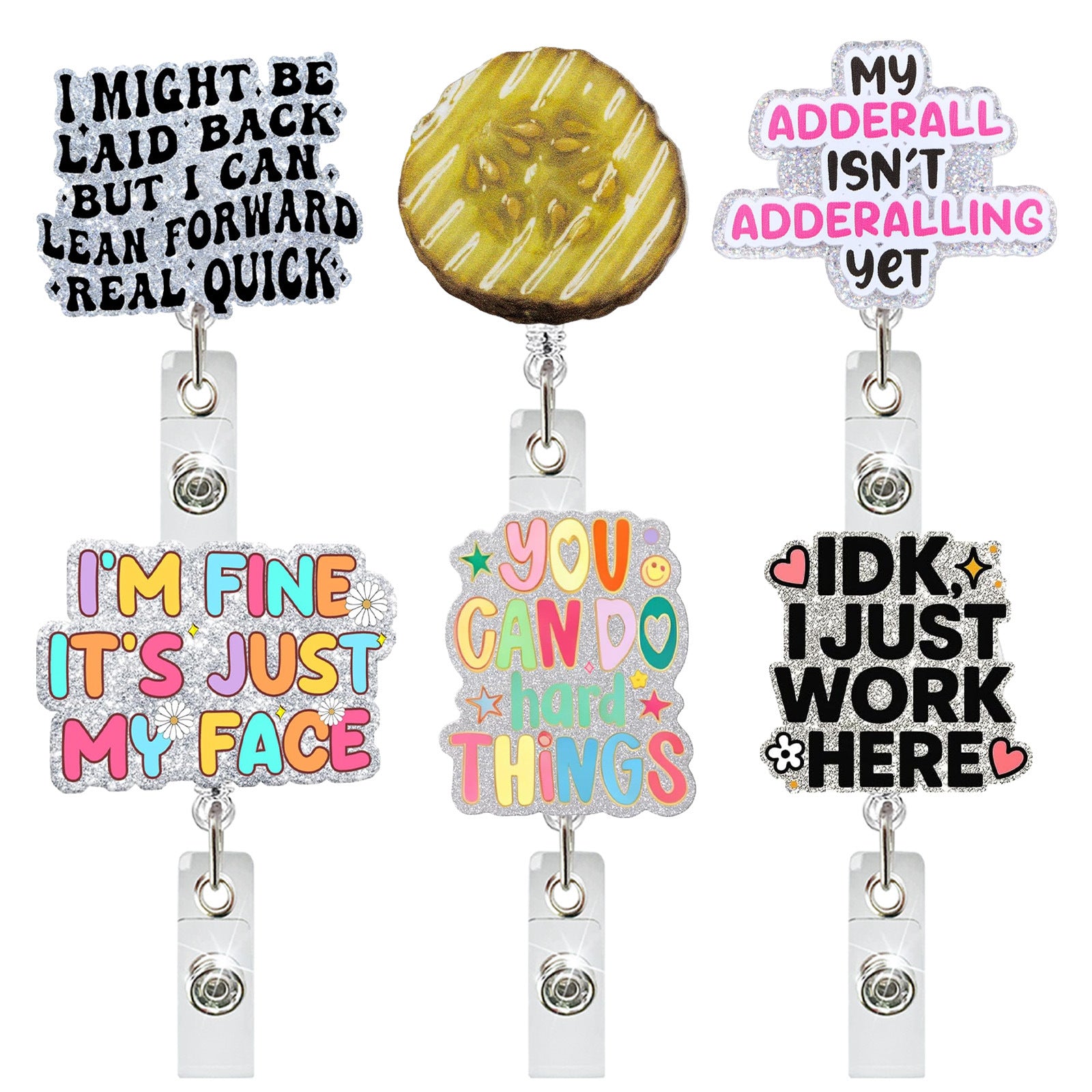 Wholesale Humorous Kiwi Quote Acrylic Retractable Badge Reel Fashion Accessory for Everyday Gift Boutique Resale